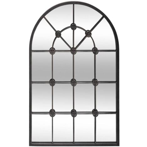 Specchio metallico nero flower 70x110cm - Atmosphera créateur d'intérieur