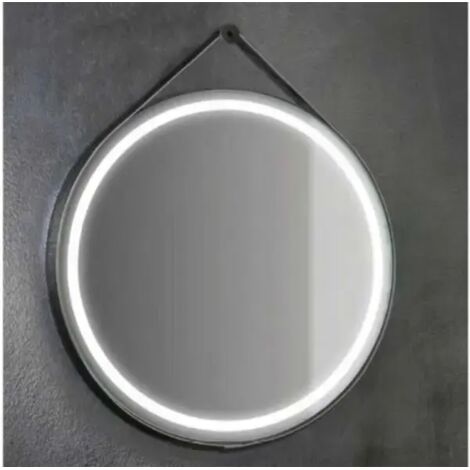 Specchio Mobo Ø60cm Cornice LED Supporto Ecopelle