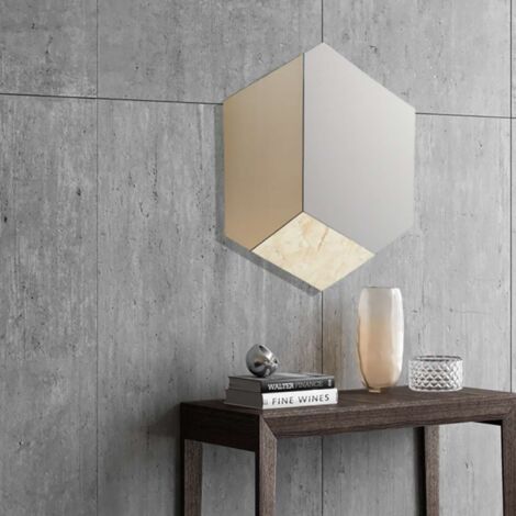 Specchio moderno 70x80 cm effetto marmo avorio e vetro bronzo - JACOB