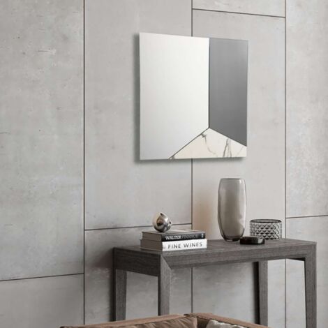 Specchio moderno 80x80 cm vetro fume' e laminato effetto bianco - GEORGE