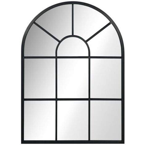 SPECCHIO MODERNO A PARETE E A FORMA DI ARCO 70X50 CM PER CAMERA DA LETTO E SOGGIORNO. IN METALLO NERO E VETRO