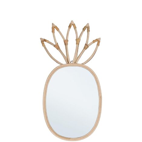 Specchio "Mozambico Ananas" naturale in rattan compensato e vetro -26x54