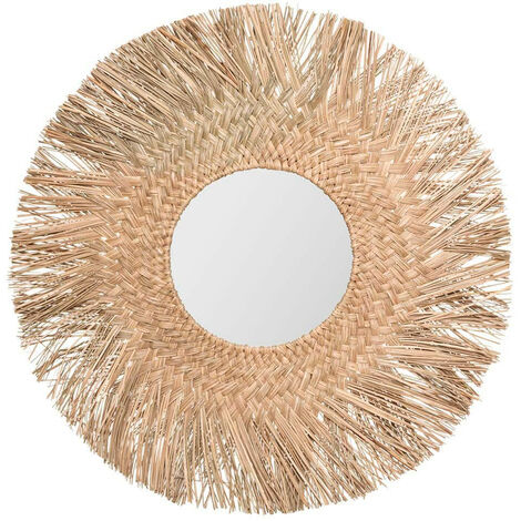 ATMOSPHERA CRÉATEUR D'INTÉRIEUR Specchio in canna naturale diam.80 (specchio diam.30cm) collezione 'jungly'.
