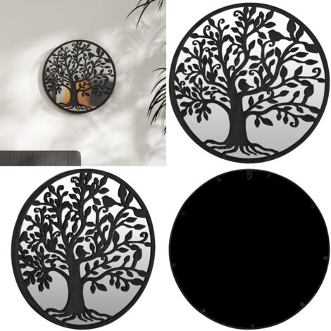 Specchio Nero 40x2,5 cm Rotondo in Ferro per Uso Interno - Specchio interno - Specchio decorativo