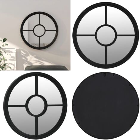Specchio Nero 40x4 cm Ferro Rotondo per Uso Interno - Specchio rotondo - Specchio per interni