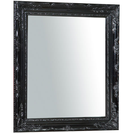Specchio nero da parete 74x64 cm Specchio bagno, soggiorno e specchio ingresso Specchio da parete nero