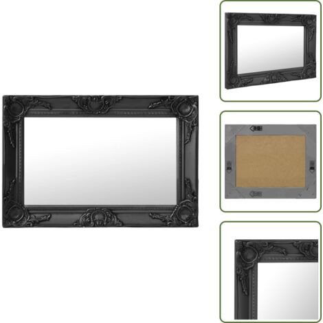 Specchio nero - vidaXL Specchio da Parete Stile Barocco 60x40 cm Nero - Specchio antico