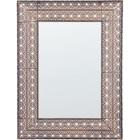 Specchio orientale rettangolare da parete 69 x 90 cm con cornice metallica in rame Dehradun - Rame