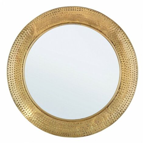 62S273 Specchio a mano 10x17 cm Color oro Plastica Vetro