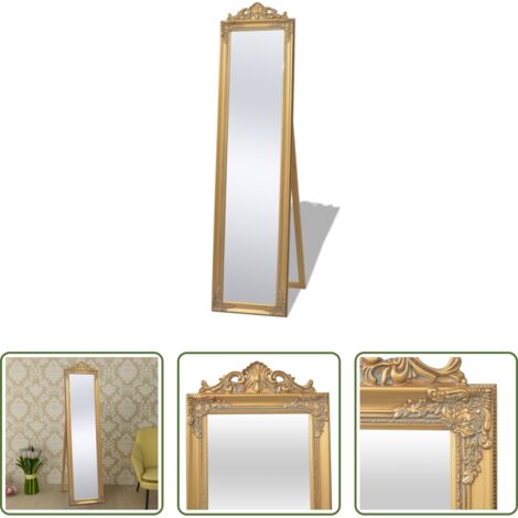 Specchio Oro -  Specchio Autoportante Stile Barocco 160x40 cm Oro