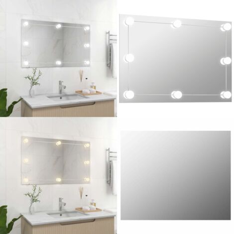 Specchio Parete Rettangolare Senza Cornice con Luci LED Vetro - Luci LED - Specchio a LED