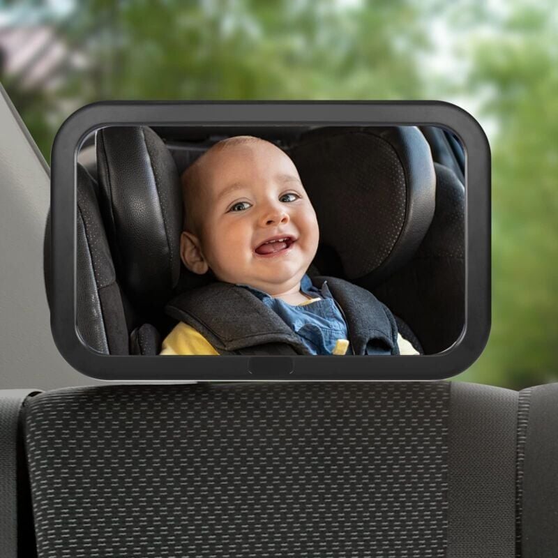 Image of Specchio per auto per bambini, specchio per auto per bambini con rotazione a 360° regolabile e 100% infrangibile, facile installazione con cinghie