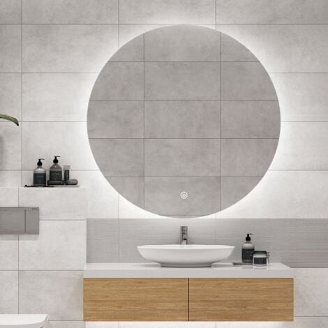 AHD AMAZING HOME DESIGN Specchio per bagno con luci led rotondo 80cm retroilluminato Rotorua XL