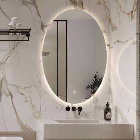 AHD AMAZING HOME DESIGN Specchio per bagno ovale 60x80cm con luci led retroilluminato Sodin L