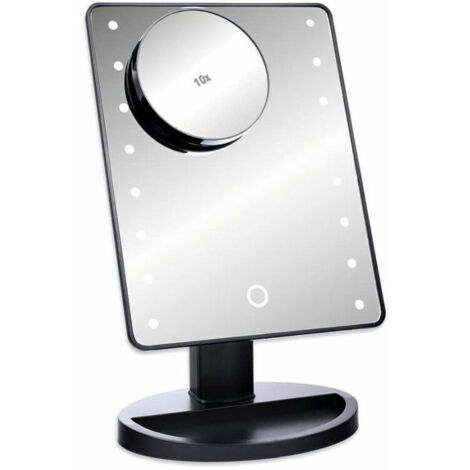 Specchio per il trucco a LED nero  Schramm® con ingrandimento 10X Specchio per il trucco con illuminazione a LED Specchio per il trucco Specchio da terra Specchio ingranditore Specchio per il bagno Sp