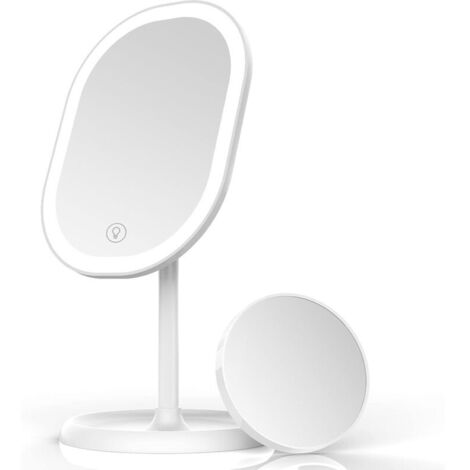 Specchio per il trucco a LED, specchio, controllo intelligente della luce e funzione di ricarica USB, specchio da tavolo