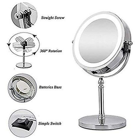 Telituny Specchio per Il Trucco Specchio per Il Trucco da 8 Pollici per Montaggio a Parete Specchio bifacciale con ingrandimento 3X 