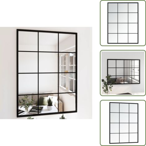 Specchio per interni - vidaXL Specchio da Parete Nero 80x40 cm in Metallo - Specchio da parete orizzontale