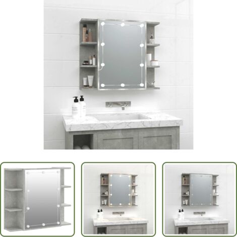 Specchio per trucco -  Mobile a Specchio con LED Grigio Cemento 70x16,5x60 cm