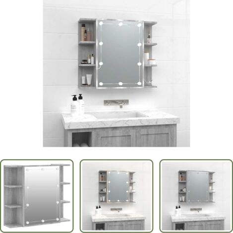 Specchio per trucco -  Mobile a Specchio con LED Grigio Sonoma 70x16,5x60 cm