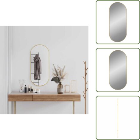 Specchio per trucco - vidaXL Specchio da Parete Dorato 90x40 cm Ovale - Specchio per camera da letto