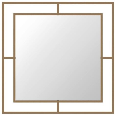 Specchio quadrato con doppia cornice Corner in metallo colore oro