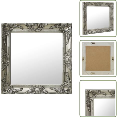 Specchio quadrato - vidaXL Specchio da Parete Stile Barocco 50x50 cm Argento - Specchio in legno