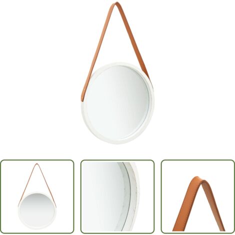 Specchio retro -  Specchio da Parete con Cinghia 40 cm Bianco