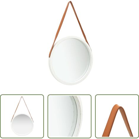 Specchio retro -  Specchio da Parete con Cinghia 50 cm Bianco