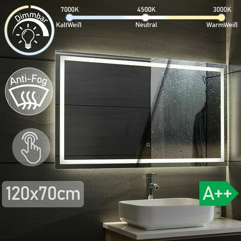 Specchio Retroilluminato da Bagno Touch Antiappanamento 3 Modalità di Luce