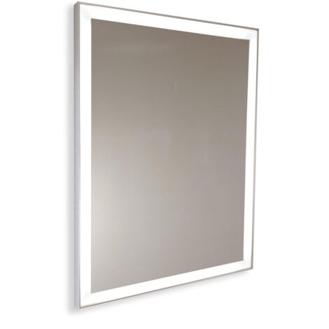 Specchio retroilluminato su misura e cornice in alluminio satinato  fino a 130 cm  fino a 70 cm