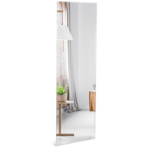 Specchio rettangolare da parete con bordo smussato , Specchio senza cornice di grandi dimensioni 110x38cm