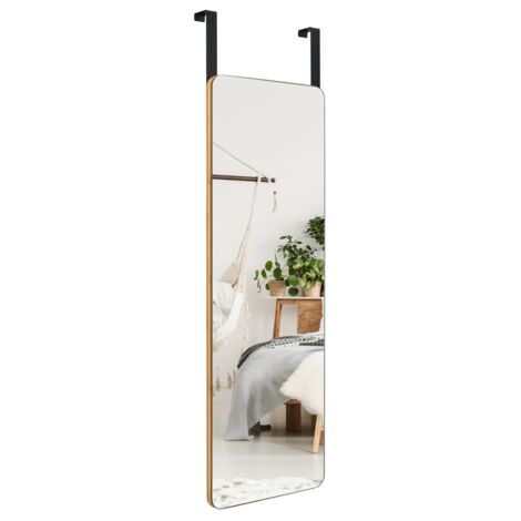 Specchio rettangolare montato al muro o porta con angoli arrotondati, Specchio da trucco da appendere con 2 ganci
