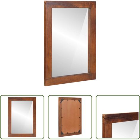 Specchio rettangolare -  Specchio Rettangolare Marrone e Argento 50 x 2,5 x 70 cm