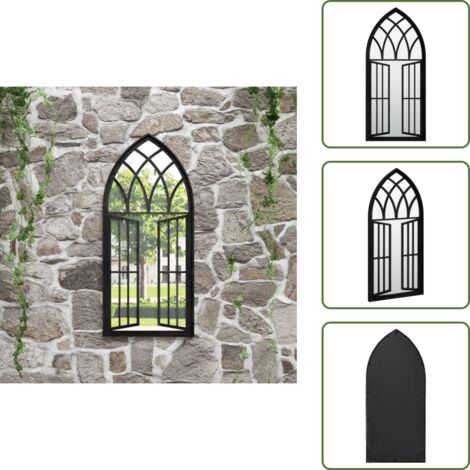 Specchio riflettente - vidaXL Specchio da Giardino Nero 100x45 cm in Ferro per Uso Esterno - Specchio per giardino