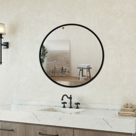 Specchio rotondo 50cm con cornice, adatto per soggiorno, camera da letto, bagno e molteplici scenari