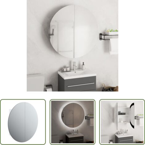 Specchio rotondo -  Armadio da Bagno con Specchio Rotondo e LED Bianco 54x54x17,5cm
