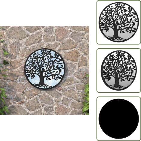 Specchio rotondo - vidaXL Specchio da Giardino Nero 60x2,5 cm in Ferro Rotondo da Esterno - Specchio decorativo