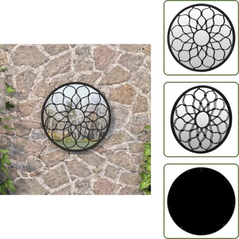 Specchio rotondo - vidaXL Specchio da Giardino Nero 60x3 cm in Ferro Rotondo da Esterno - Specchio decorativo