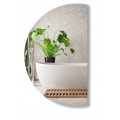 SPECCHIO SEMI-CIRCOLARE CON LATI MOLATI, CLASSICO, SENZA CORNICE, DIAMETRO 40 CM