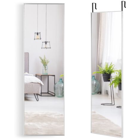 Specchio sopra la porta con cornice in alluminio vetro antigraffio, Specchio da appendere o da parete Argento