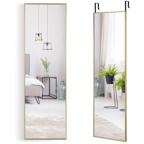 Specchio sopra la porta con cornice in alluminio vetro antigraffio, Specchio da appendere o da parete Oro