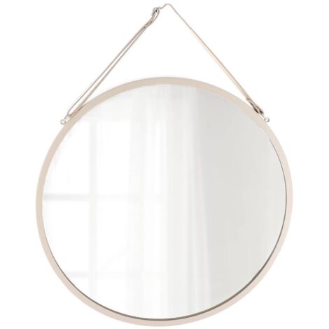 Specchio sospeso in metallo di 38 cm di diametro - beige - Tendance