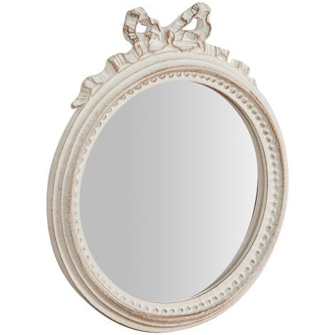 Specchio Specchiera da Parete e Appendere in legno finitura bianco anticato L25xPR2,5xH29 cm Made in Italy
