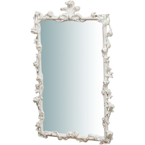 Specchio Specchiera da Parete e Appendere IN LEGNO FINITURA BIANCO ANTICATO L59XPR6XH98 cm Made in Italy