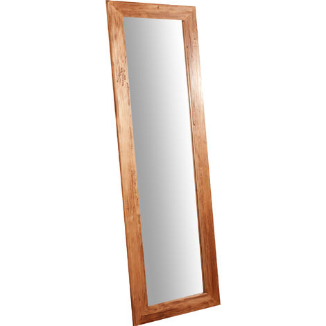 Specchio Specchiera da Parete e Appendere in legno massello di tiglio finitura naturale L60xPR3xH180 cm Made in Italy