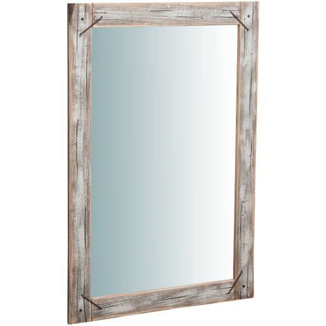 Specchio Specchiera Da Parete e Appendere in legno massello RUSTICO RETTANGOLARE
