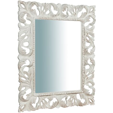 Specchiera specchio da terra ballerina basculante per trucco armadio  barocco bianca con cimasa R106