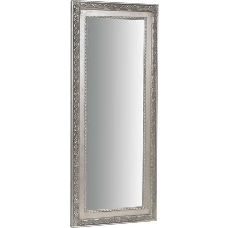 Specchio Specchiera da parete e appendere verticale/orizzontale L35xPR4xH82 cm finitura foglia argento anticato.