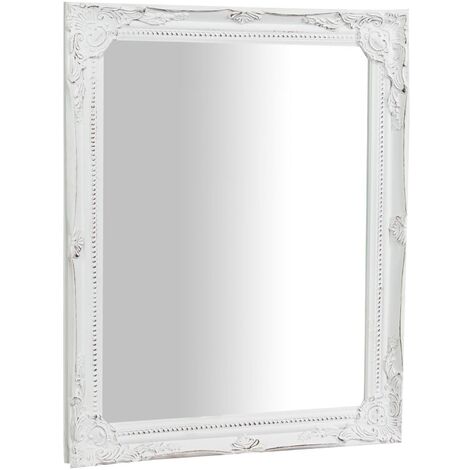 Specchio Specchiera da Parete e Appendere verticale/orizzontale L36,5xPR3xH47 cm finitura bianco anticato.